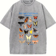 Lepidoptera Field Guide 90s Vintage Washed T-Shirt in Gray