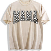 Checkered Mama for Mom Vintage Washed T-Shirt in Beige