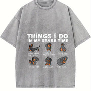 Dachshund Doxie Vintage Washed T-Shirt in Gray