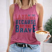 Land of the Free Because of the Brave Women's Color Cotton Tank Top in Red