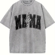 Mama Lightning Bolt Vintage Washed T-Shirt in Gray