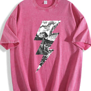 Lightning Bolt Desert Cactus Retro 90s Vintage Washed T-Shirt in Red