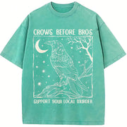 Crows Before Bros Support Your Local Murder Vintage Washed T-Shirt in Blue