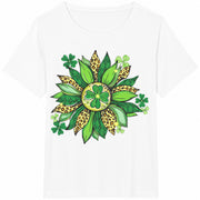 Shamrock Leopard Flower Cotton T-Shirt in White