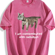 I Am Contaminated with Radiation Cat Vintage Washed T-Shirt in Red