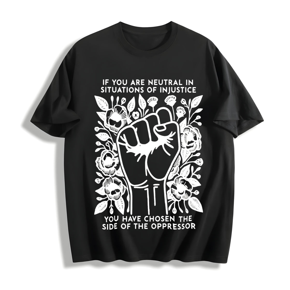 Letter Feminist Rights. for Spring Cotton T-Shirt in Black