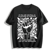 Letter Feminist Rights. for Spring Cotton T-Shirt in Black