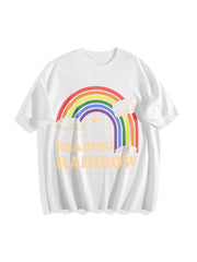 Reading Rainbow Retro Librarian Cotton T-Shirt in White