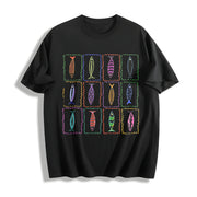 Sardines Tin Fish 90s Tomato Girl Ocean Coastal Grandma Cotton T-Shirt in Black