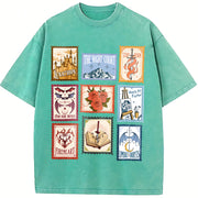 SJM Books Stamp Acotar Tog Crescent City for Bookish Fan Vintage Washed T-Shirt in Blue