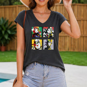 Sleeveless Tank with Villain Character Collage Women's Color Cotton Tank Top in Gray