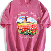 Lisse Netherlands Gardens of Netherlands Vintage Washed T-Shirt in Red