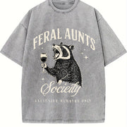 Feral Aunts Society Vintage Washed T-Shirt in Gray