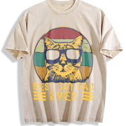 Best Cat Dad Ever the Original Cat Father Vintage Washed T-Shirt in Beige
