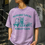 Support Local Street Cats Vintage Washed T-Shirt in Purple