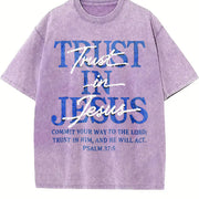 Trust in Jesus Vintage Washed T-Shirt in Purple