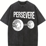 Persevere Barbell Vintage Washed T-Shirt in Black