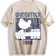 Woodstock 1969 in Polyester with Medium Stretch Animal vintage washed oversized T-shirt in Beige