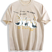 Custom Seagull Teacher Vintage Washed T-Shirt in Beige