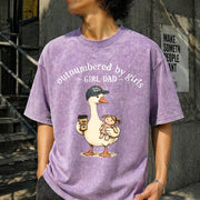 Girl Dad Outnumbered by Girls Vintage Washed T-Shirt in Purple