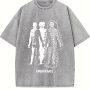 With Dissociate Dissociative Portrait Vintage Washed T-Shirt in Gray