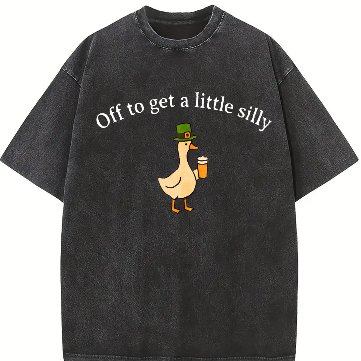 Off To Get A Little Silly St Patricks Day vintage washed oversized T-shirt in Black