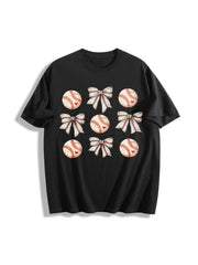 Coquette Baseball Mom Cotton T-Shirt in Black