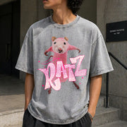 Ratz Meme Rat Vintage Washed T-Shirt in Gray