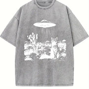 For Formal Urban Distressed Enthusiasts Vintage Washed T-Shirt in Gray