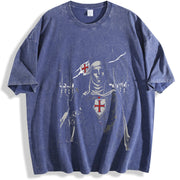 Retro Baldwin IV The Leper King The Crusader King and His vintage washed oversized T-shirt in Blue