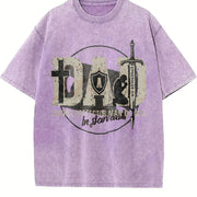 Man of God Husband Dad Christian Dad Father's Day Vintage Washed T-Shirt in Purple
