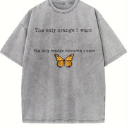 The Only Orange Monarch I Want Vintage Washed T-Shirt in Gray