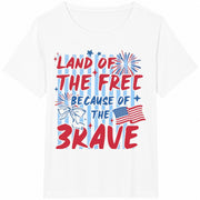 Custom Land of the Free Because of the Brave Cotton T-Shirt in White