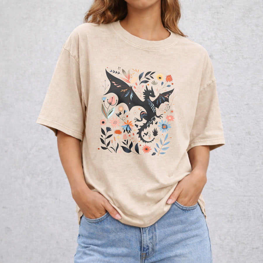 Abraxos Flower vintage washed oversized T-shirt in Beige