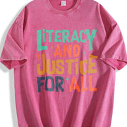 Reading Literacy and Justice for All Vintage Washed T-Shirt in Red