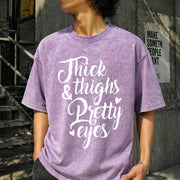 THICK Thighs & Pretty EYES Vintage Washed T-Shirt in Purple