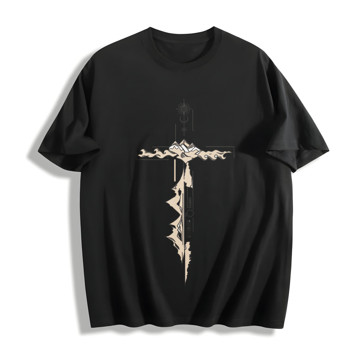Retro 230 Romans God Is Greater Than Our Highs and Lows Cotton T-Shirt in Black