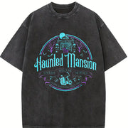 Hitchhiking Ghosts The Haunted Mansion Halloween vintage washed oversized T-shirt in Black