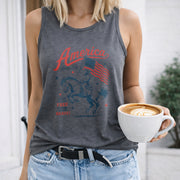 America Since 1776 Cowboy Women's Color Cotton Tank Top in Gray