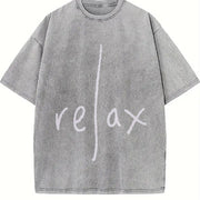 1pc Lelax Vintage Washed T-Shirt in Gray