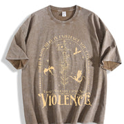 Nowhere in Existence Violence Violet Sorrengail vintage washed oversized T-shirt in Brown