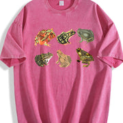 Retro Frogs 90s Retro Distressed Vintage Washed T-Shirt in Red