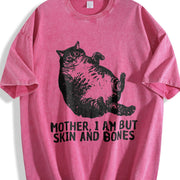 Mother I Am But Skin And Bones Cat Fat Cat Lazy Cat Humor vintage washed oversized T-shirt in Red