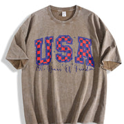 USA 1776-2026 Vintage Washed T-Shirt in Brown