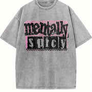 Mentally Spicy Snarky Vintage Washed T-Shirt in Gray