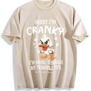 Easter 70s Duck Couple Shop Vintage Washed T-Shirt in Beige