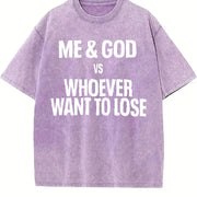 Black with Me and God Vs Whoever Wants to Lose Vintage Washed T-Shirt in Purple