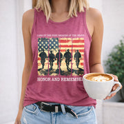 Land of the Free Because of the Brave Honor and Remember Women's Color Cotton Tank Top in Red