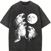 Seal Moon Pepper Sea Lion Vintage Washed T-Shirt in Black