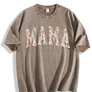 Floral Mama Mothers Day Vintage Washed T-Shirt in Brown